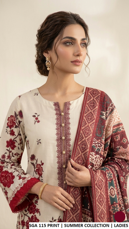 Pakistani women's lawn A-Line printed casual shirt side view