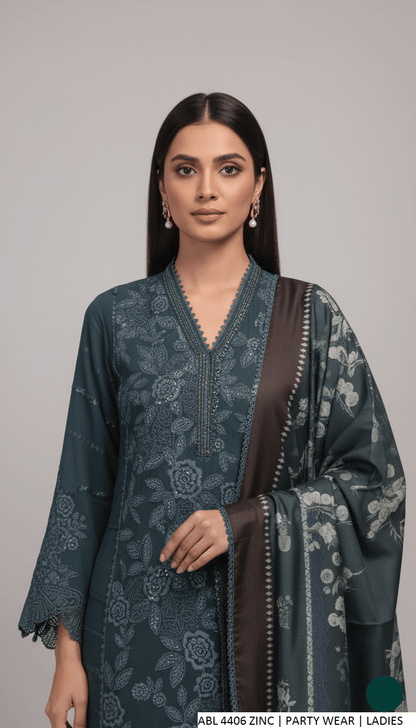 Pakistani women's deep chiffon straight shirt side view