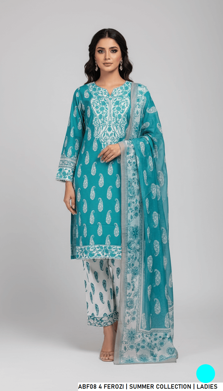 Cotton straight printed shirt - Pakistani women's casual outfit with digital print dupatta front view