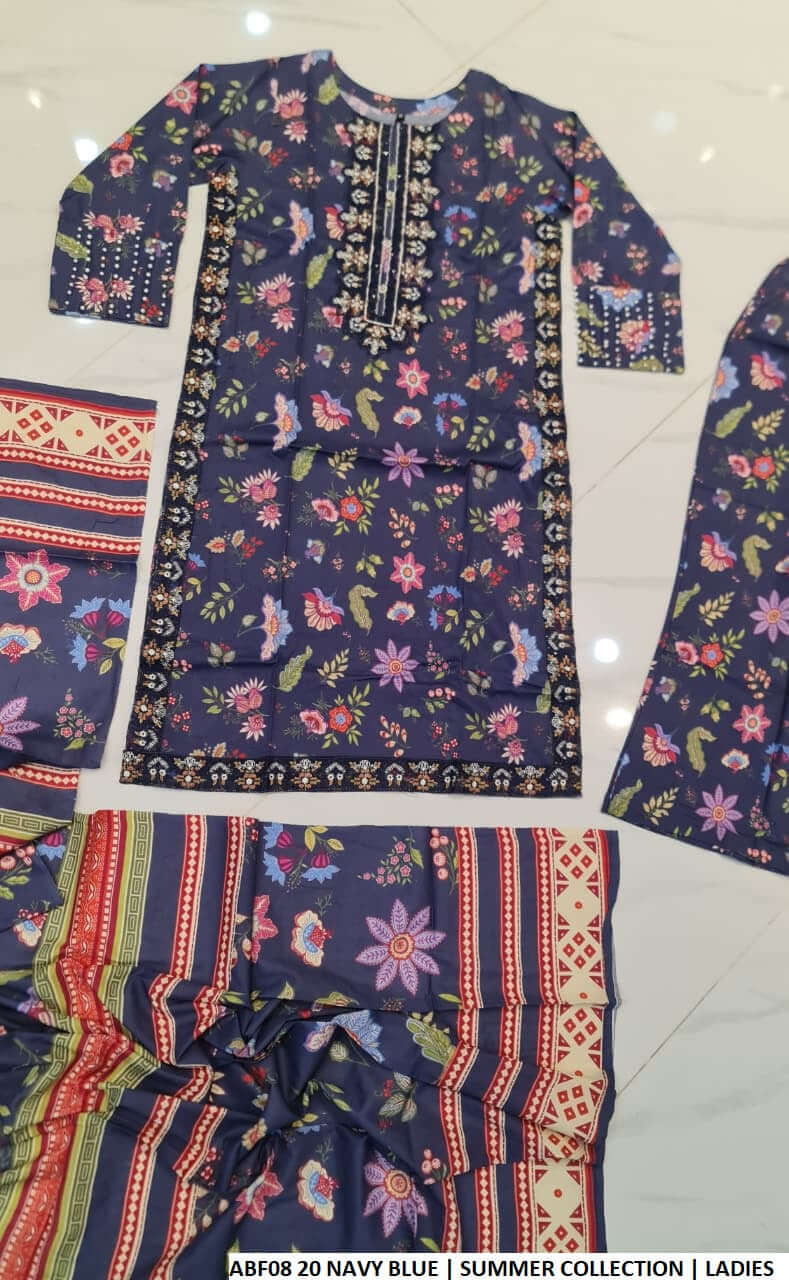 Pakistani women's lawn straight printed casual outfit back view