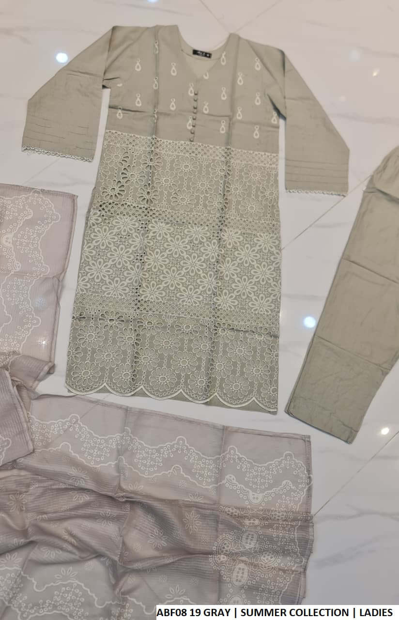 Pakistani women's grey cotton casual straight shirt back view