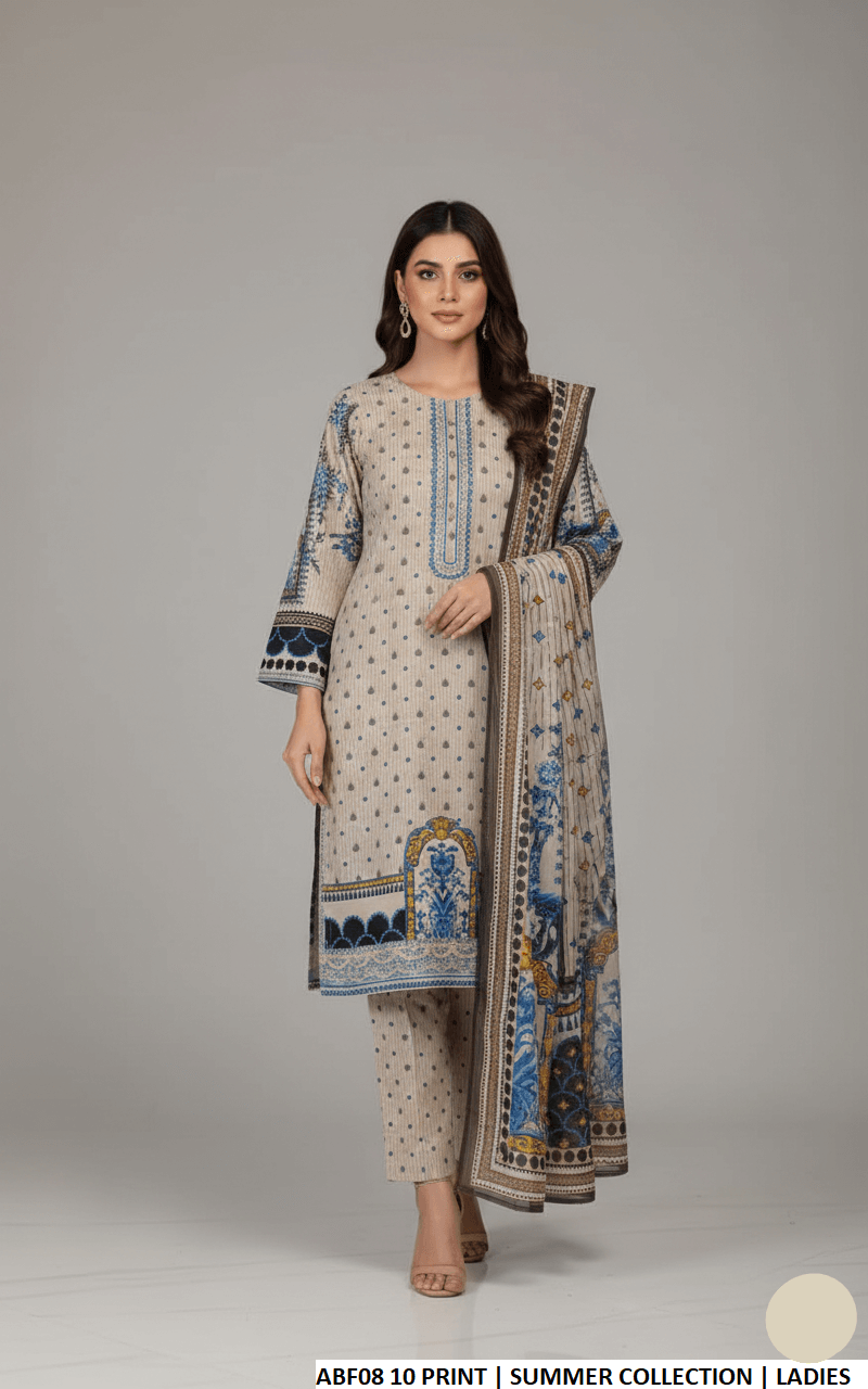Lawn straight printed shirt - Pakistani women's casual summer outfit with digital print dupatta front view