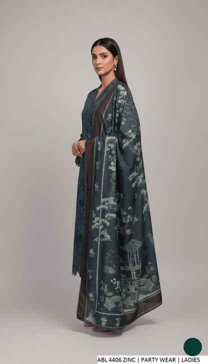Pakistani women's deep chiffon straight shirt back view