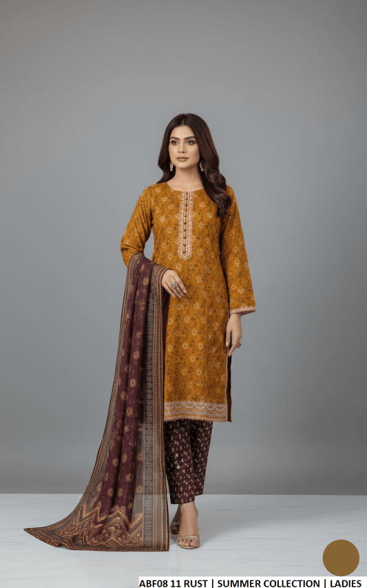 Lawn straight printed shirt - Pakistani women's casual summer outfit with digital print dupatta front view