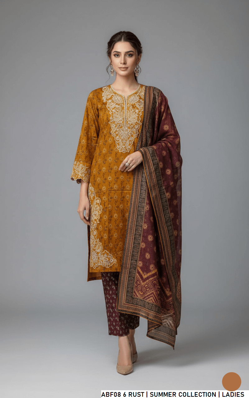 Lawn straight printed shirt - Pakistani women's casual summer outfit with digital print dupatta front view