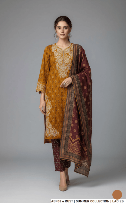 Lawn straight printed shirt - Pakistani women's casual summer outfit with digital print dupatta front view