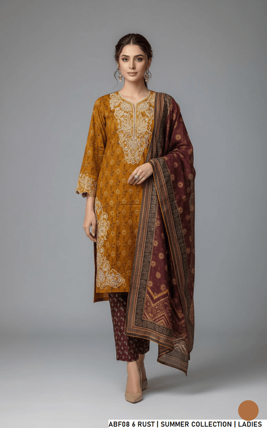 Lawn straight printed shirt - Pakistani women's casual summer outfit with digital print dupatta front view