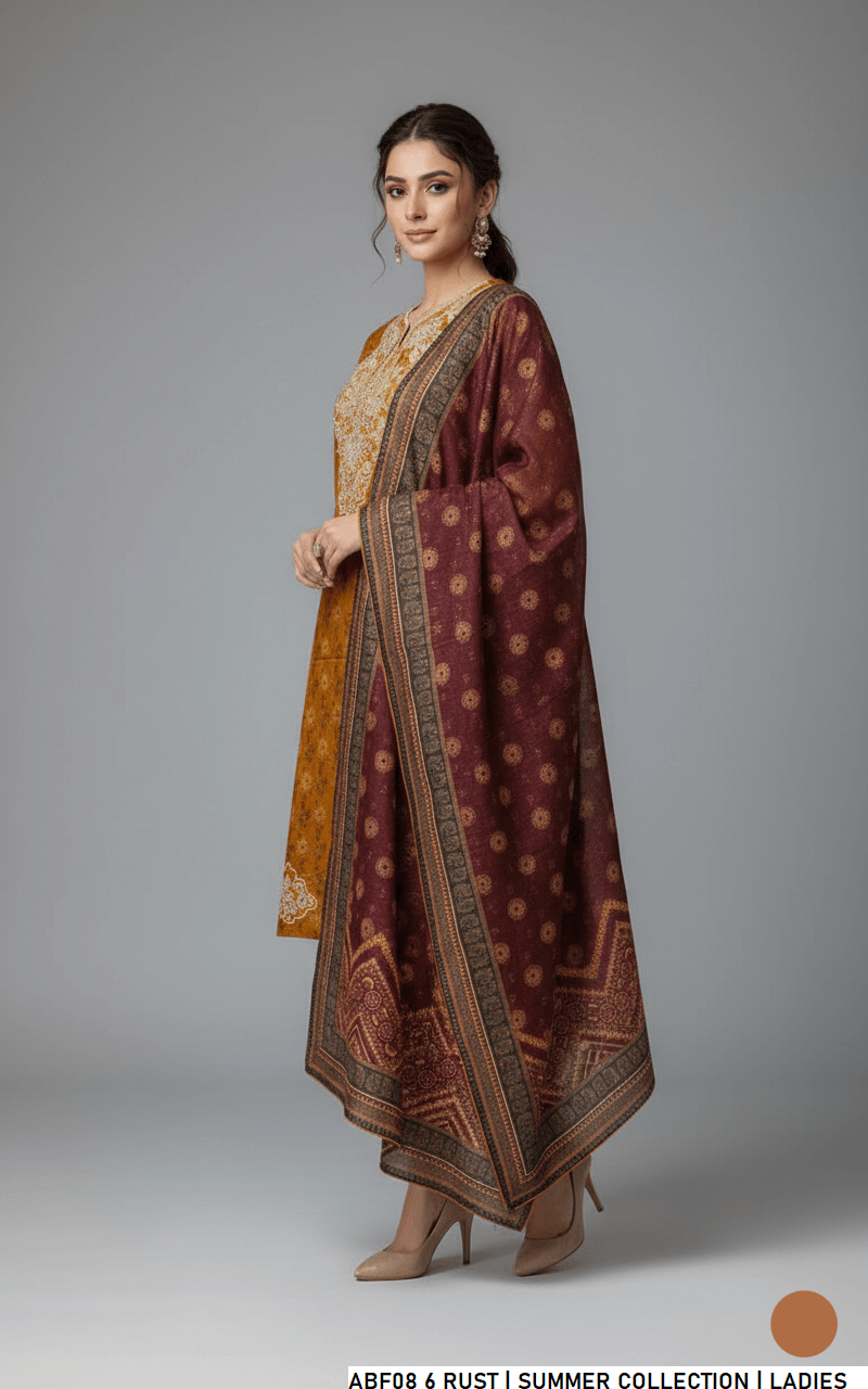 Pakistani women's lawn straight printed casual outfit back view