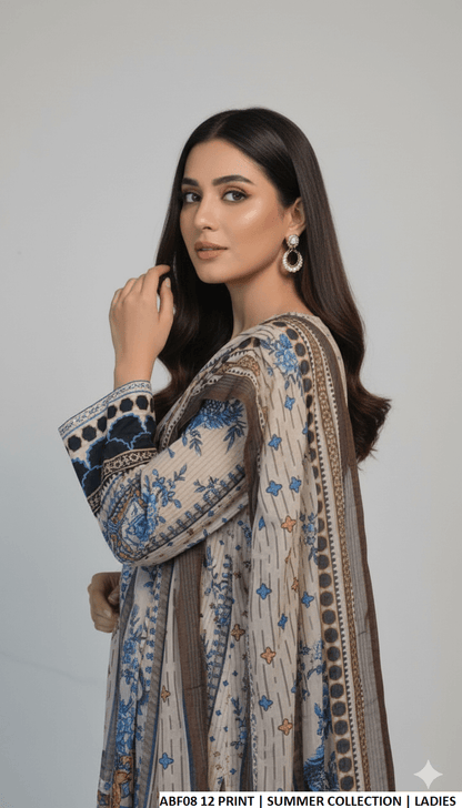 Pakistani women's lawn straight printed casual shirt side view