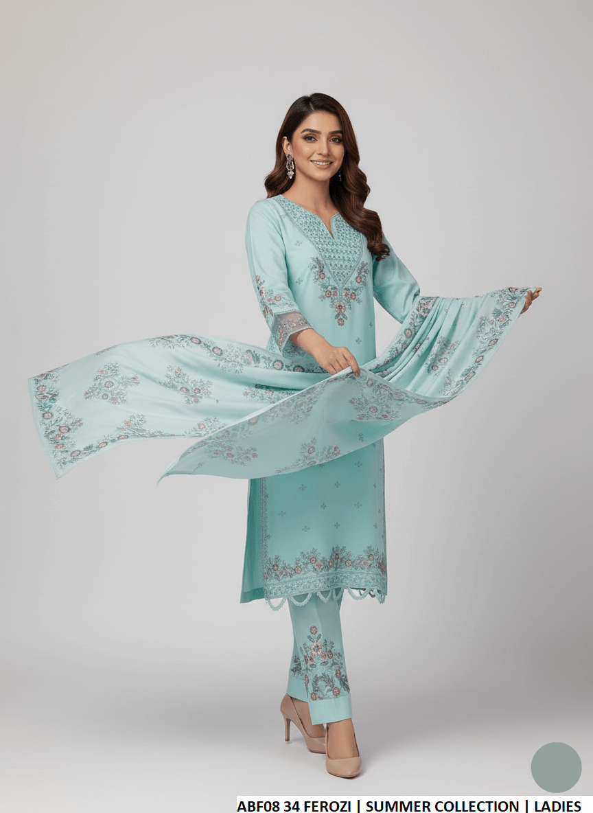 Pakistani women's ferozi cotton casual straight shirt back view