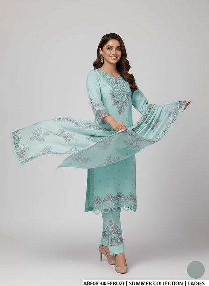 Pakistani women's ferozi cotton casual straight shirt back view