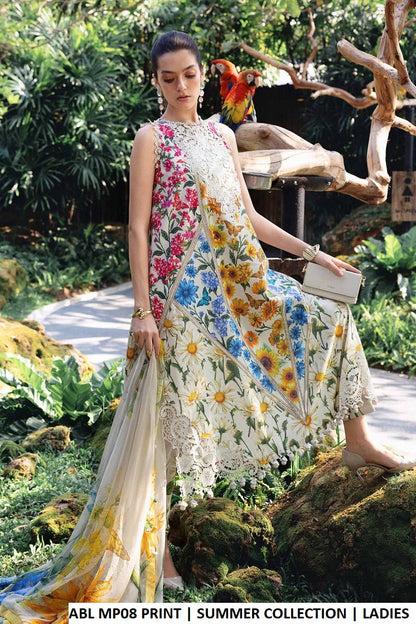 Pakistani women's poly lawn A-Line printed casual shirt plazo back view
