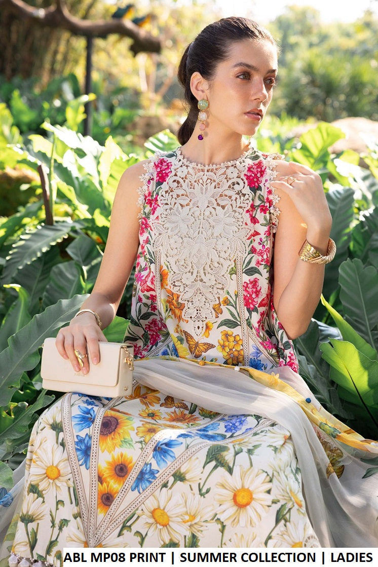 Pakistani women's poly lawn A-Line printed shirt plazo side view