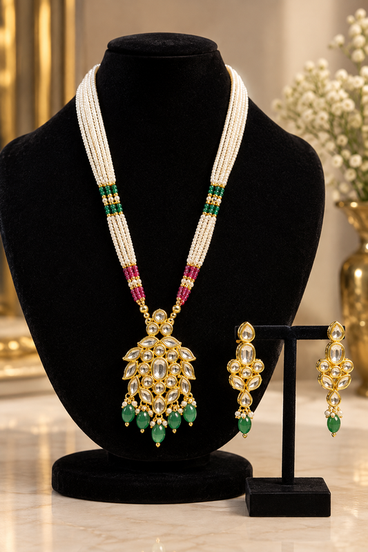 JW251 – Pearl Kundan Necklace Set