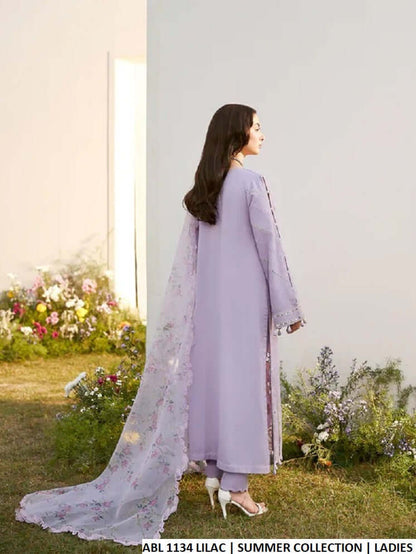 Pakistani women's lilac cotton casual straight shirt back view