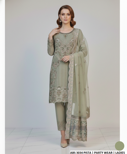 ABS 3034 PISTA Pakistani women's chiffon outfit detail view