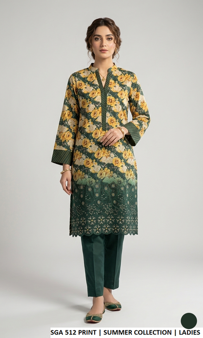 Pakistani women's lawn straight printed casual outfit back view