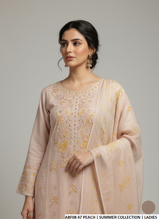 Peach cotton Pakistani women's casual straight shirt side view