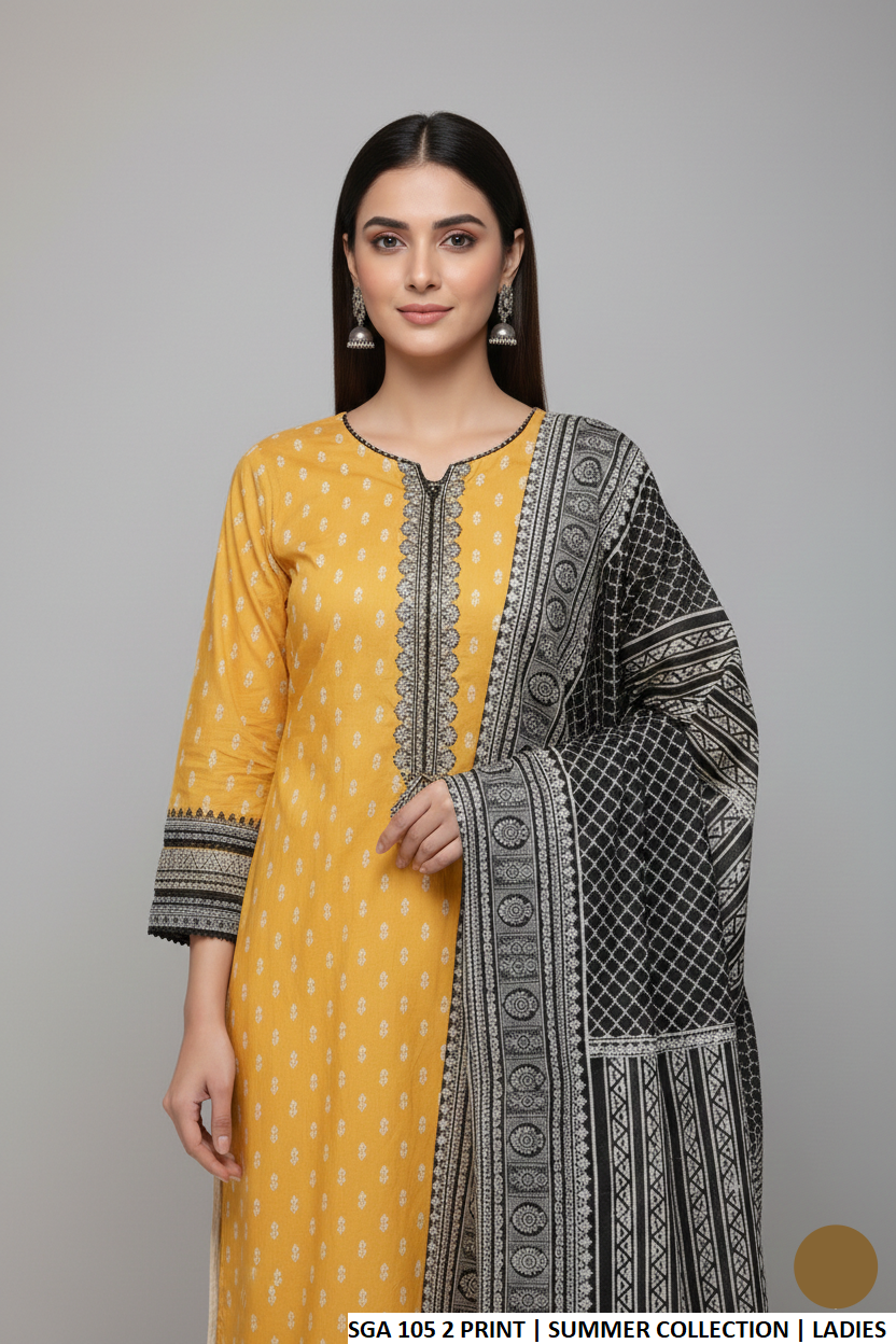 Pakistani women's lawn straight printed casual outfit back view