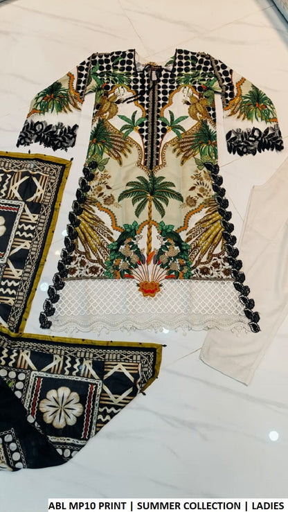 Pakistani women's poly lawn A-Line printed casual outfit back view