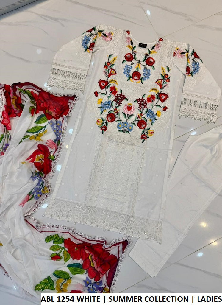 Pakistani women's white cotton casual straight shirt back view