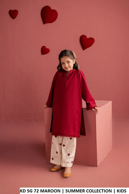 KD SG 72 MAROON - Maroon Cotton Straight Women's Plazo Suit for Casual Wear
