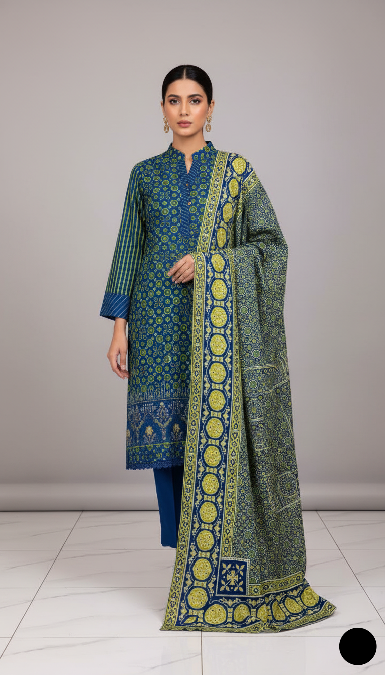 Pakistani women's lawn A-Line printed casual shirt side view