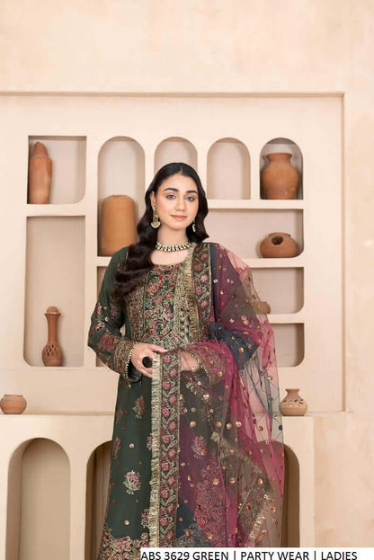 Green chiffon Pakistani women's straight shirt side view