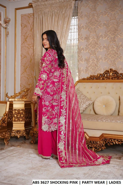 Pakistani women's shocking pink grip straight shirt plazo detail view
