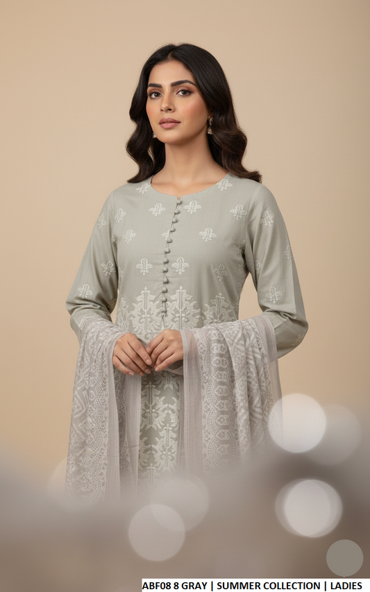 Grey cotton Pakistani women's casual straight shirt side view