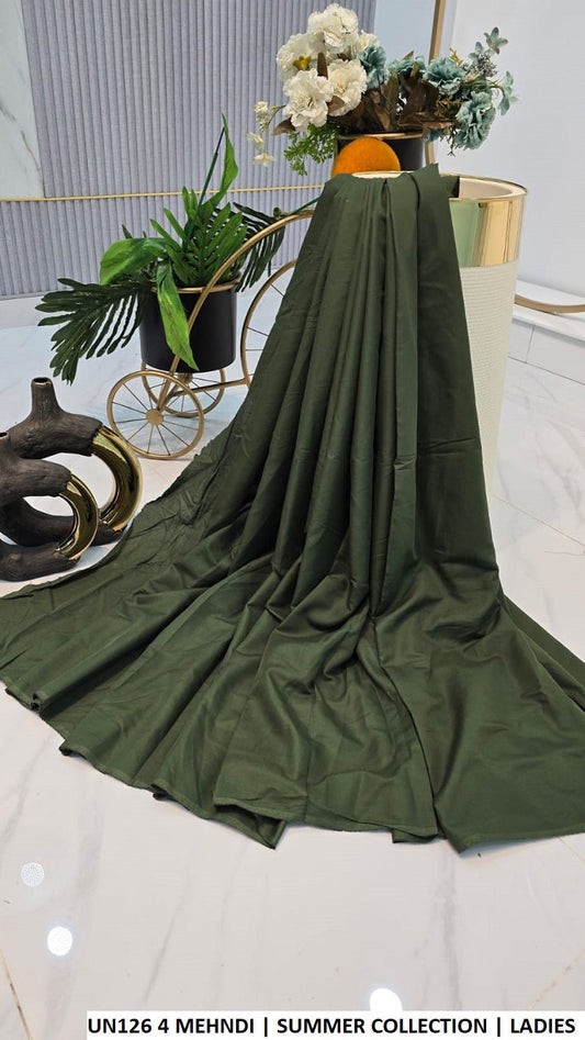 Cotton 2-piece summer collection mehndi green - Pakistani women's casual breathable cotton suit front view