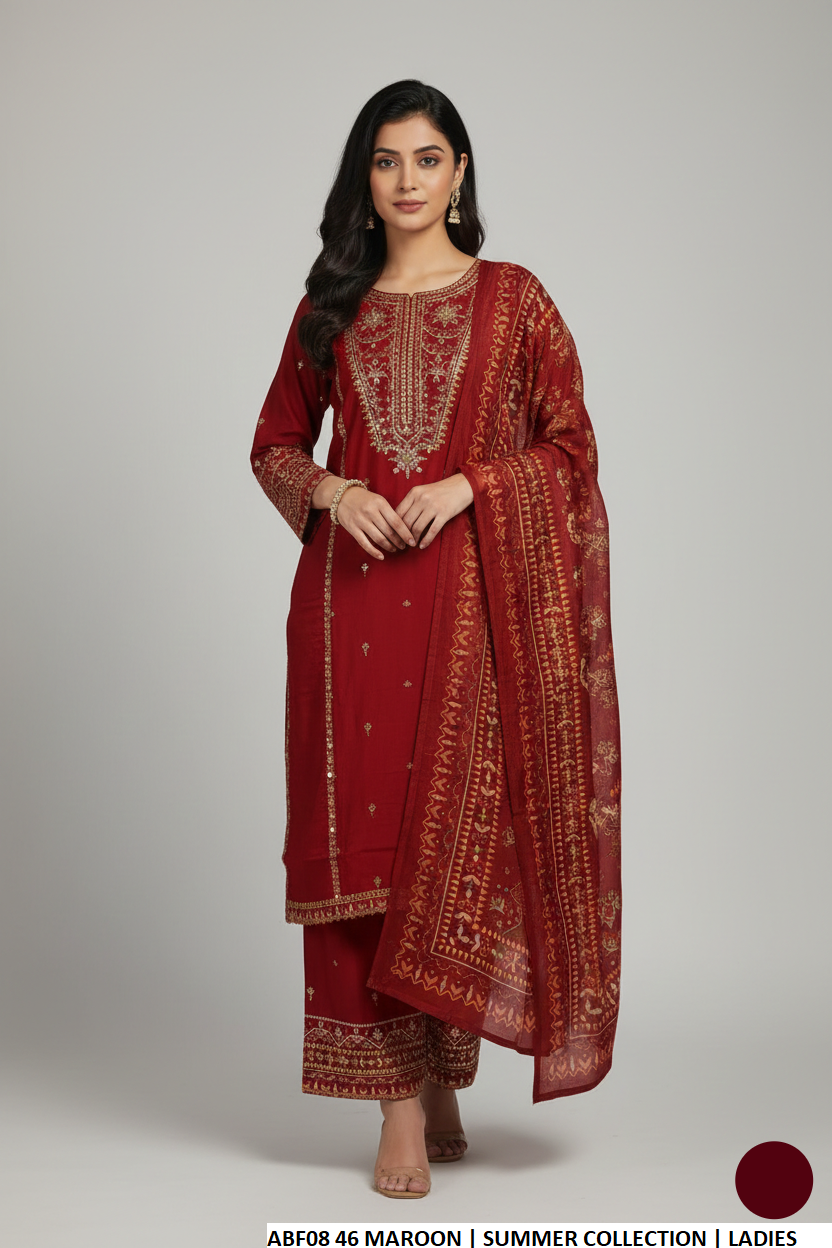 Pakistani women's maroon cotton straight shirt plazo back view
