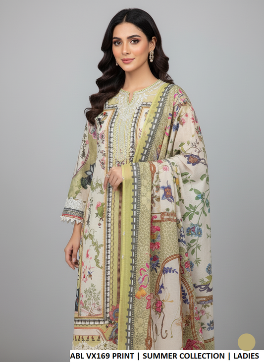 Pakistani women's poly lawn straight printed shirt side view