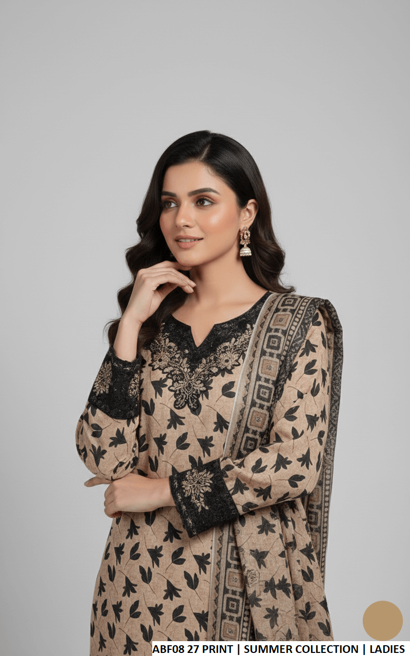Pakistani women's lawn straight printed casual shirt side view