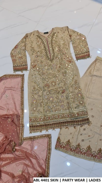 Pakistani women's masoori net straight shirt plazo back view