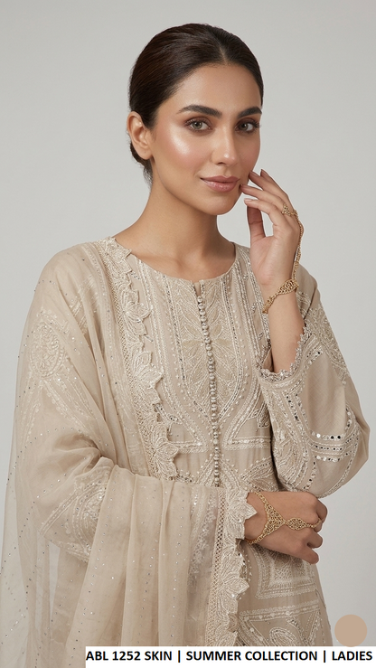 Skin cotton Pakistani women's A-Line shirt with plazo side view