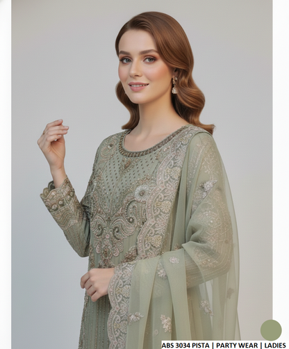 ABS 3034 PISTA chiffon Pakistani women's straight shirt side view