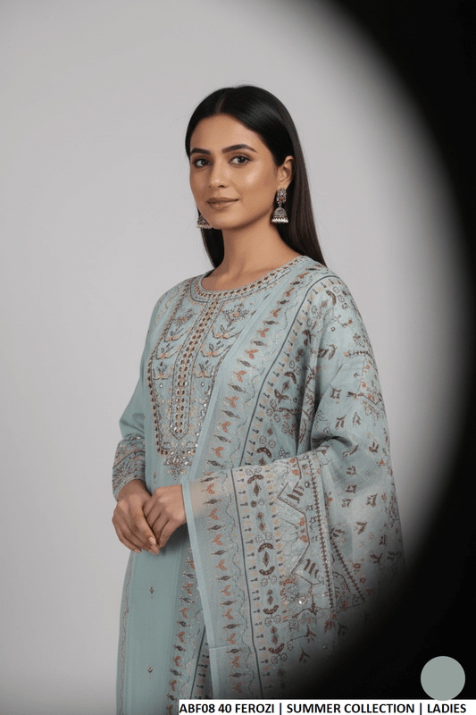 Ferozi cotton Pakistani women's straight shirt with plazo side view