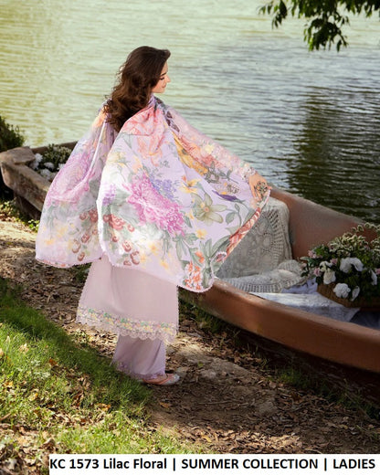 KC Sunehri 1573 - Lilac Embroidered Lawn 3-Piece Ready to Wear Pakistani Suit