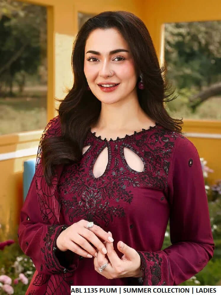Plum cotton Pakistani women's gol daman straight shirt with plazo side view