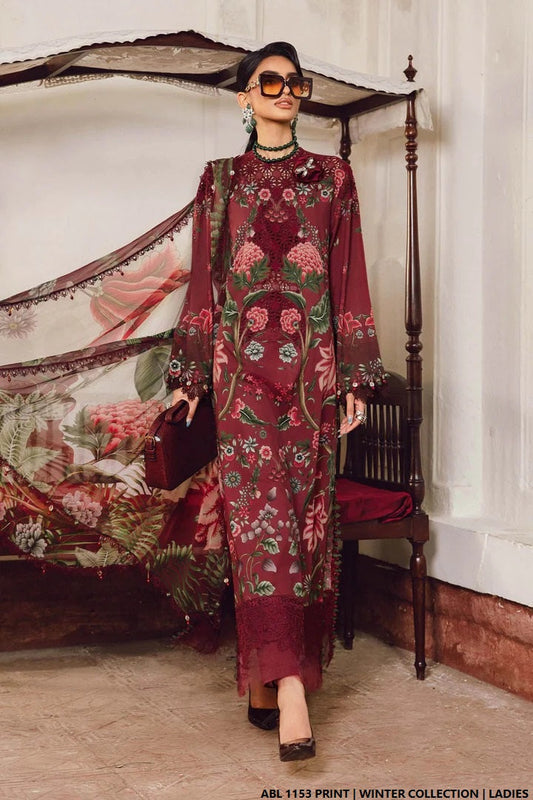 Printed lawn straight shirt - Pakistani women's casual summer outfit with lawn trouser and digital print dupatta front view