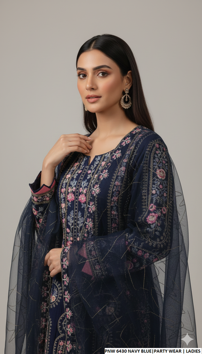 Pakistani women's chiffon straight shirt plazo back view