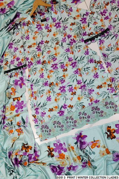 Pakistani women's lawn A-Line printed casual outfit back view