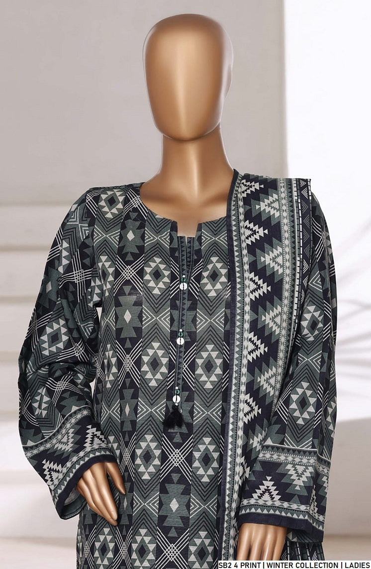 Lawn A-Line printed shirt - Pakistani women's casual summer outfit with cotton trouser and lawn dupatta front view