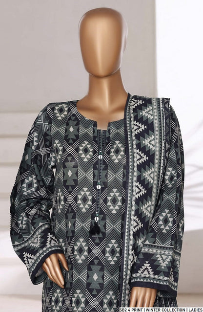 Lawn A-Line printed shirt - Pakistani women's casual summer outfit with cotton trouser and lawn dupatta front view