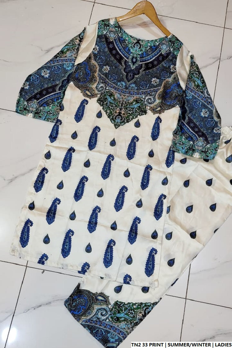 Pakistani women's lawn 2-piece printed casual suit back view