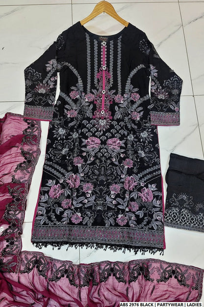 Black organza Pakistani women's straight shirt side view