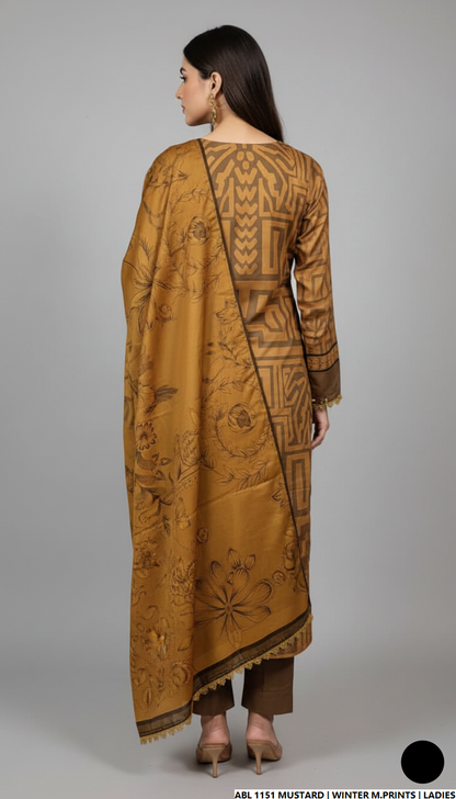 Pakistani women's printed lawn straight casual outfit back view