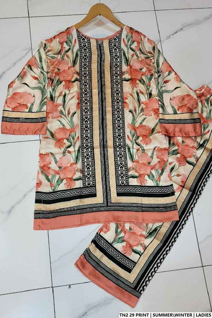 Pakistani women's lawn 2-piece printed casual suit side view
