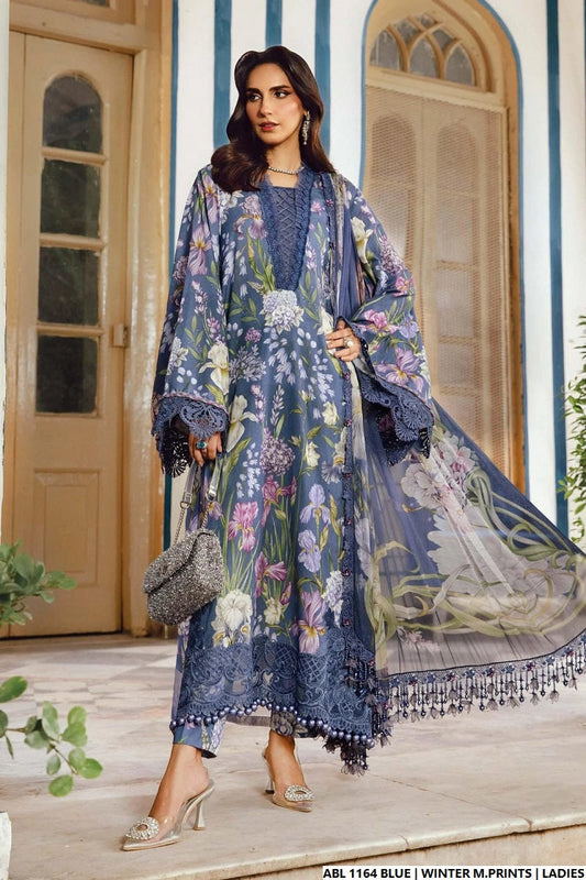 Printed lawn straight shirt - Pakistani women's casual summer outfit with lawn trouser and digital print dupatta front view